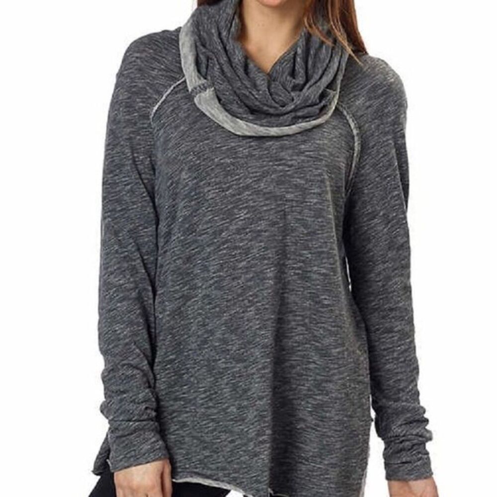 Free People Beach Gray Cowl Neck Cocoon Sweater Medium Lightweight Long Sleeve